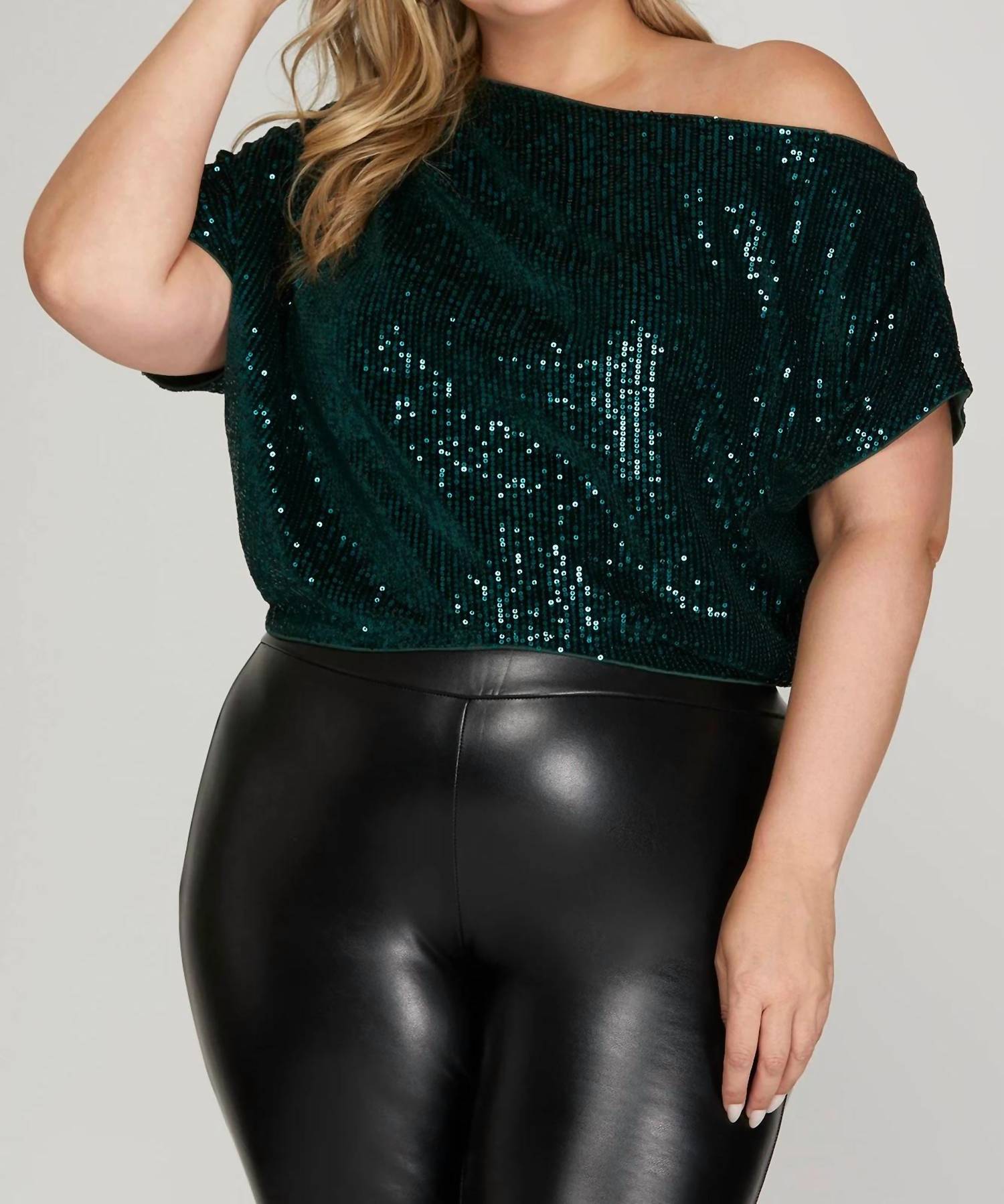 She + Sky - Asymmetrical Sequin Top