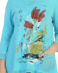 Jess & Jane - Celine Mineral Washed Mesh Contrast Cotton Top