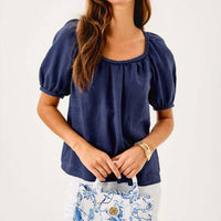 Lilly Pulitzer Calais Short Sleeve Top in sapphire pool - women's blouse