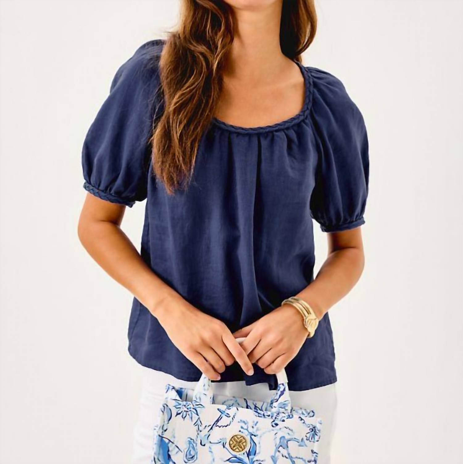 Lilly Pulitzer Calais Short Sleeve Top in sapphire pool - women's blouse