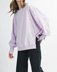 Aemi + Co - Oversized Seam Detail Pullover Sweatshirt