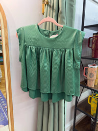 Adrienne - Women's Luxe Textured Flutter Top