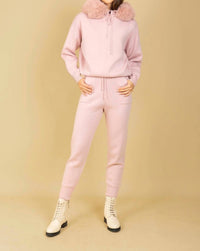 JESSIE LIU Women's Knit Jogger in blush - women's pants