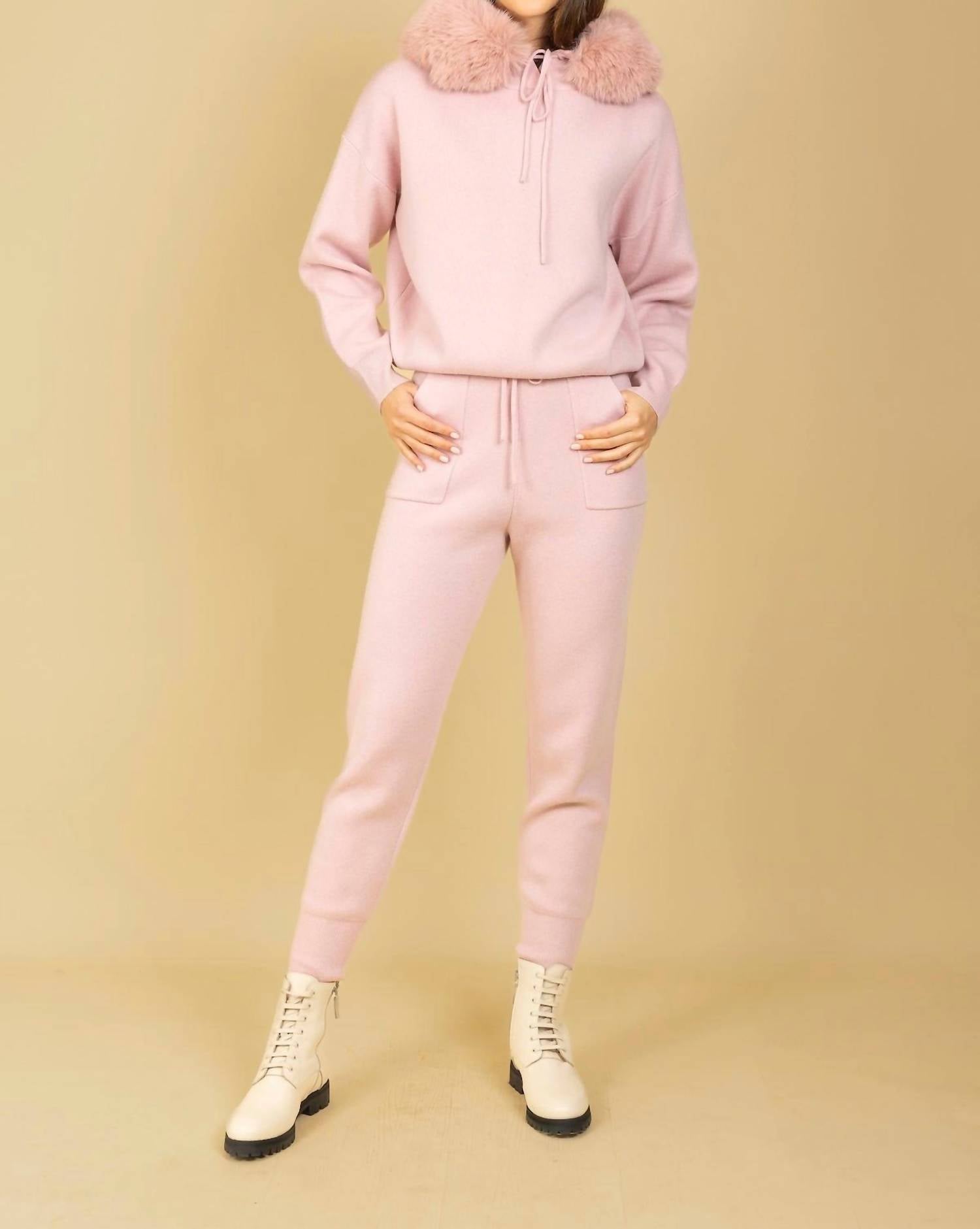 JESSIE LIU Women's Knit Jogger in blush - women's pants