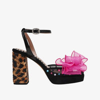 Betsey Johnson Women's Palloma Platform Heel in black with pink and leopard detail - women's heels