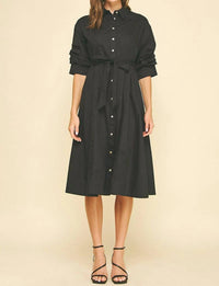 Pinch - Tuck Sleeve Midi Dress