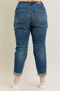 Judy Blue - High Waist Vintage Wash Jogger With Navy Drawstring - Plus
