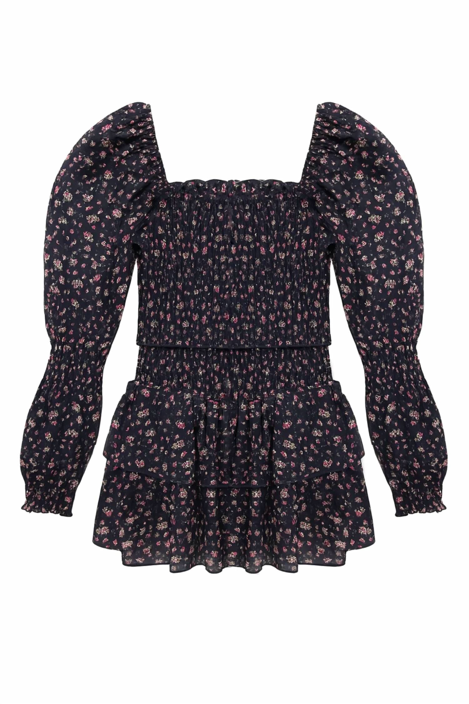 Katie J Nyc - Women's Junior Lainey Printed Long Sleeve Day Dress