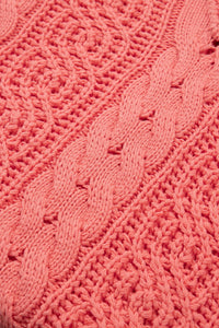 Sweet Lover Fashion - Coral Knit Drawstring Hooded Sweater