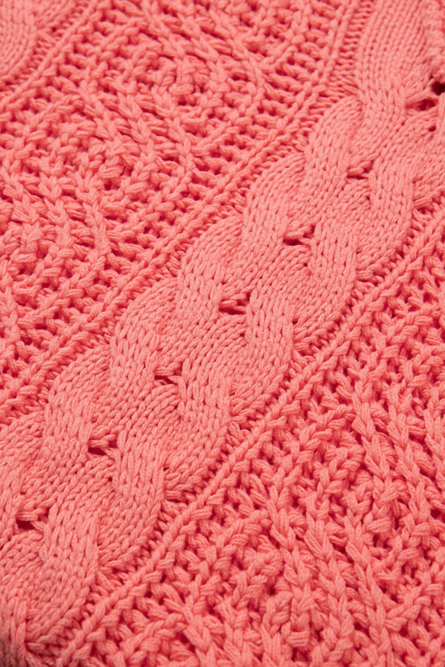Sweet Lover Fashion - Coral Knit Drawstring Hooded Sweater