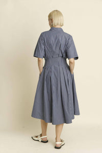 Aureum - Lori Striped Button Midi Dress