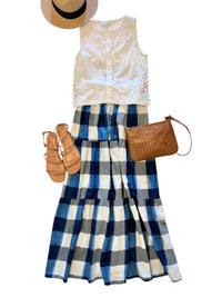 Beau & Ro - Abby Check Ikat Maxi Skirt