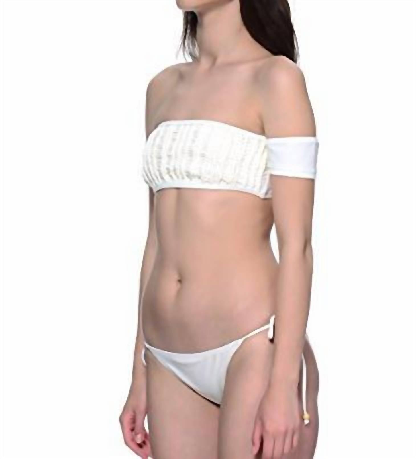 TIDAL MOODS MACRAME OFF SHOULDER BIKINI TOP