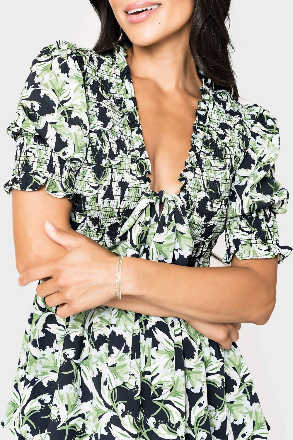 En Saison Istella Mini Dress in black moss - women's dress - view 4