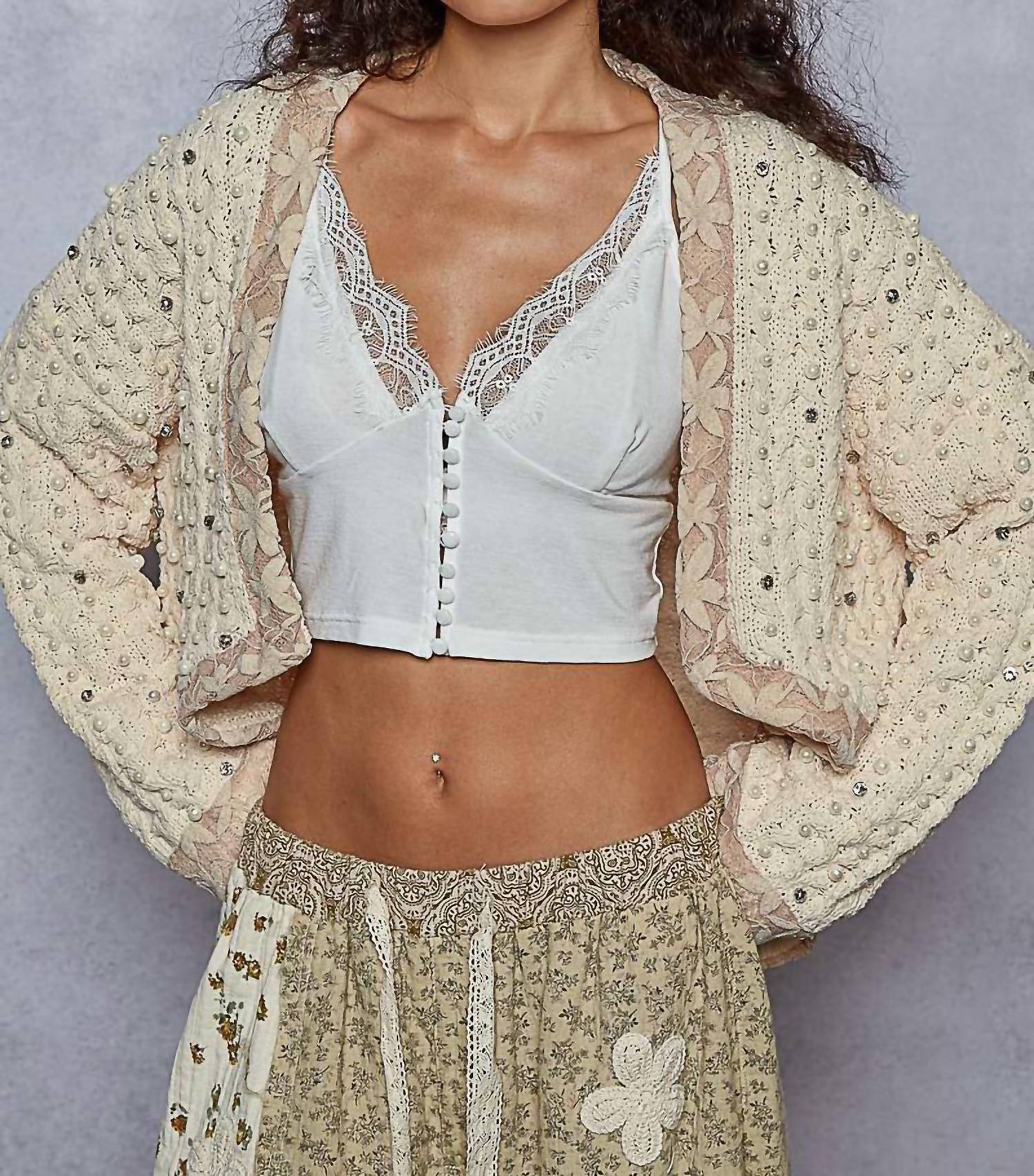 Pol - Pearl Petals Cardigan