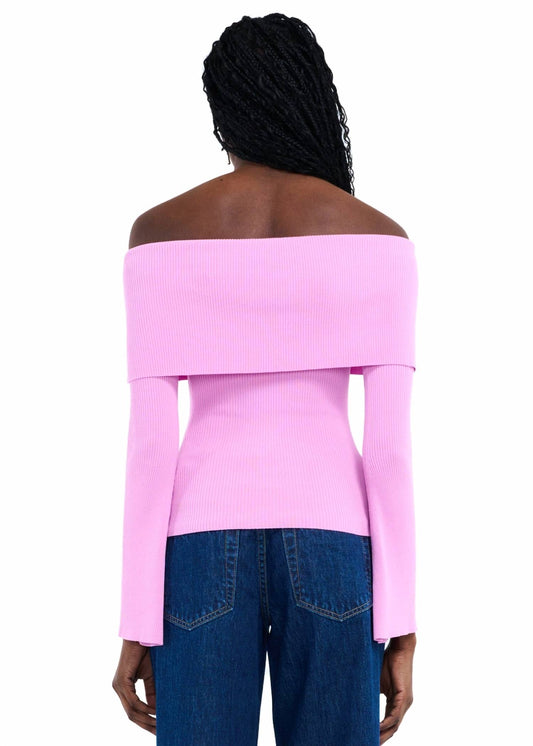 Nia - Palmer Off Shoulder Bell Sleeve Ribbed Sweater