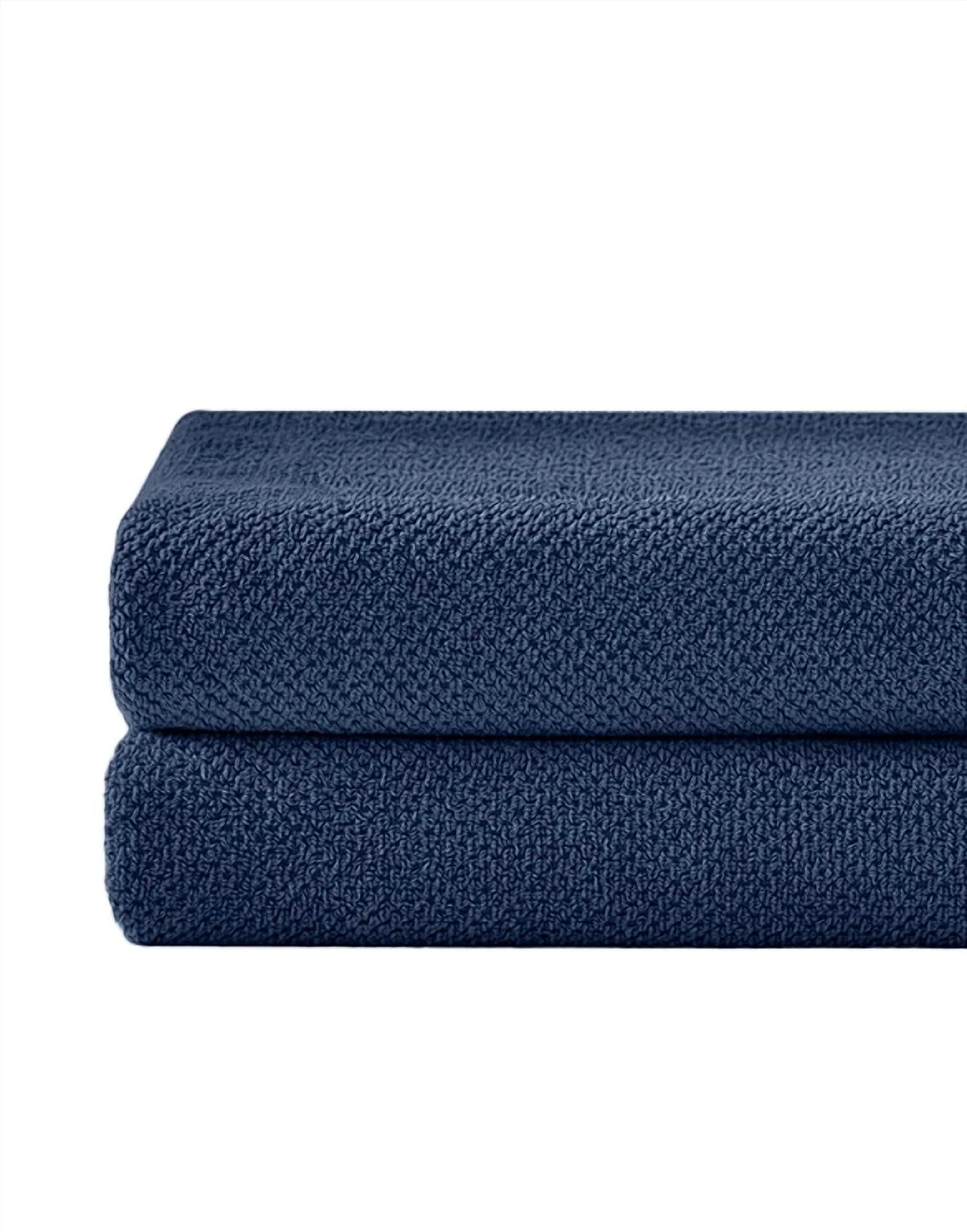 Under the Canopy Textured Organic 2 Piece Bath Towel Set in navy - item - detail view