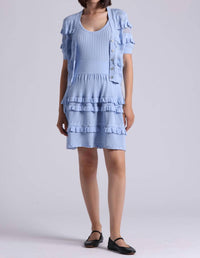 Minnie Rose - Viscose Pointelle Ruffle Sleeveless Dress
