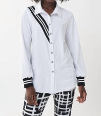Black/White accent stripe blouse