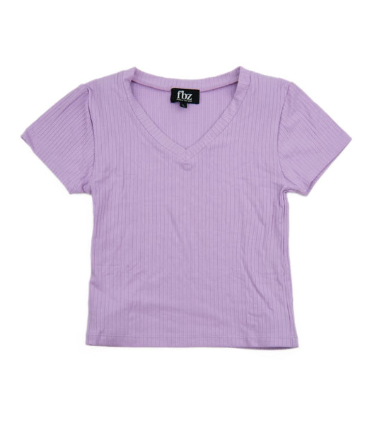 Flowers By Zoe - Girls' Ribbed V-Neck Tee