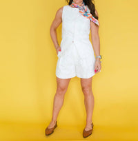 Klesis TWILL EYELET VEST & SHORTS SET in white - women's sleepwear - view 4