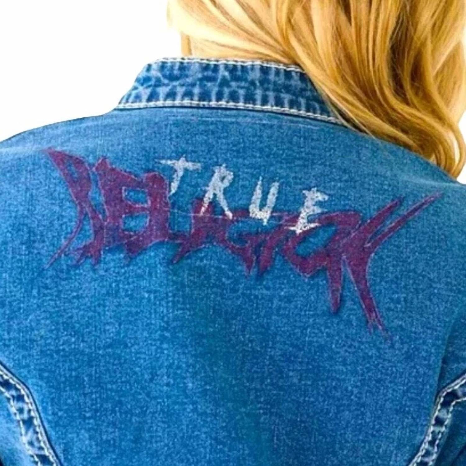 True Religion - Denim Shrunken Moto Jacket