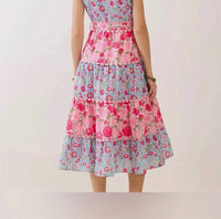 Tcec - Painted Garden Scalloped Belted Dress