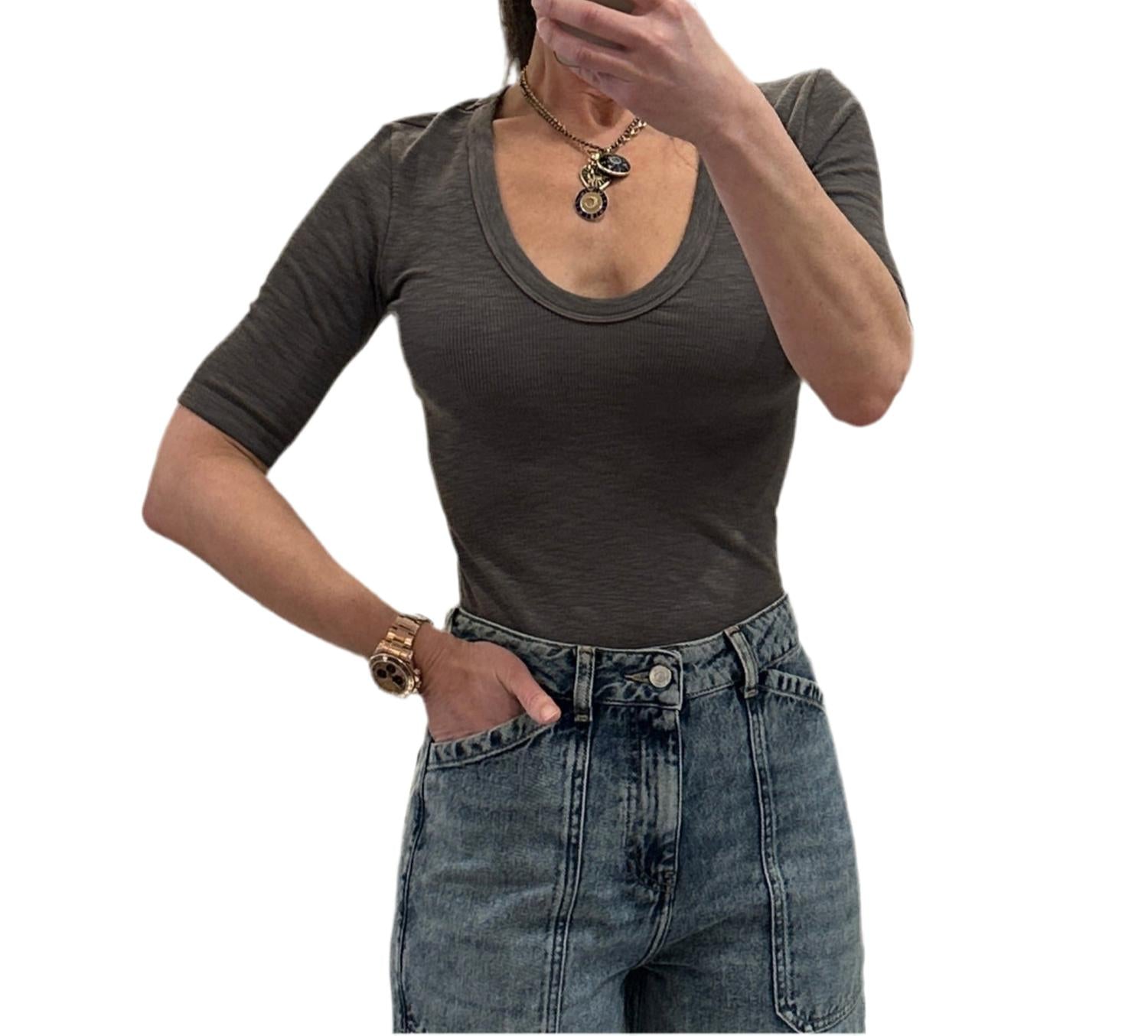 Enza Costa - Textured Rib Half Sleeve Tee