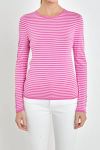 English Factory - Striped Boatneck Sweater Top