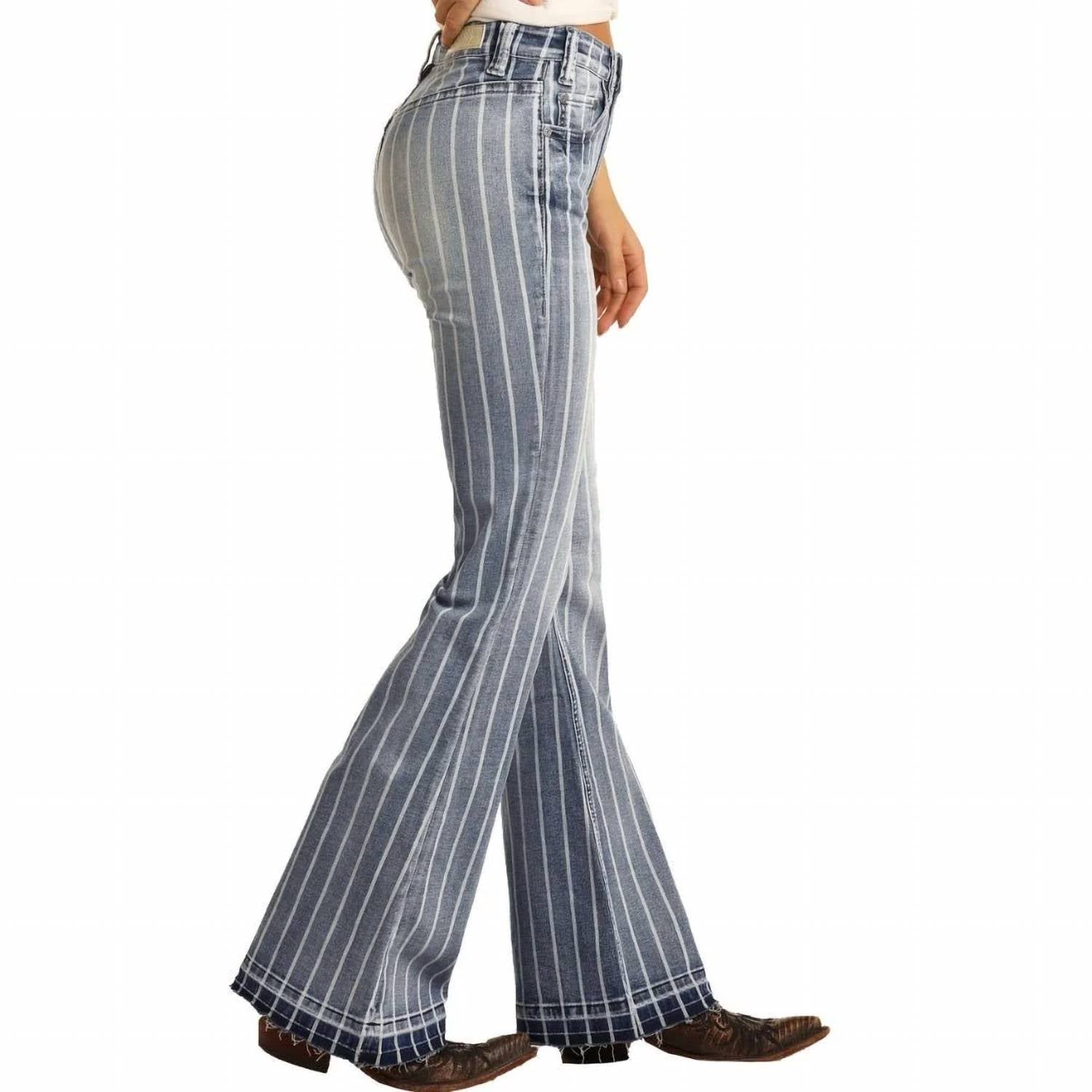 Rock & Roll Cowgirl - High-rise Striped Stretch Jeans