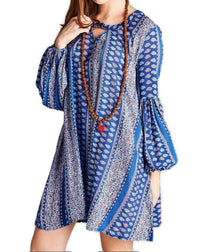 Velzera - Floral Paisley Keyhole Neckline Mini Dress