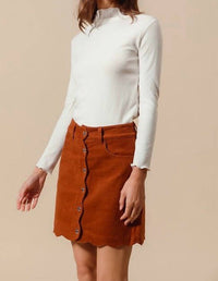 So Me - Corduroy Connie Scalloped Corduroy Front Button Skirt