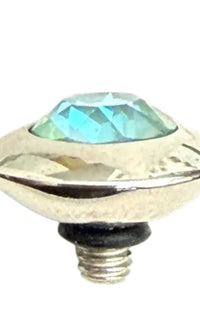 Qudo Women's Tondo 11mm Jewelry Topper in silky sage delight silver - women's jewelry - detail view