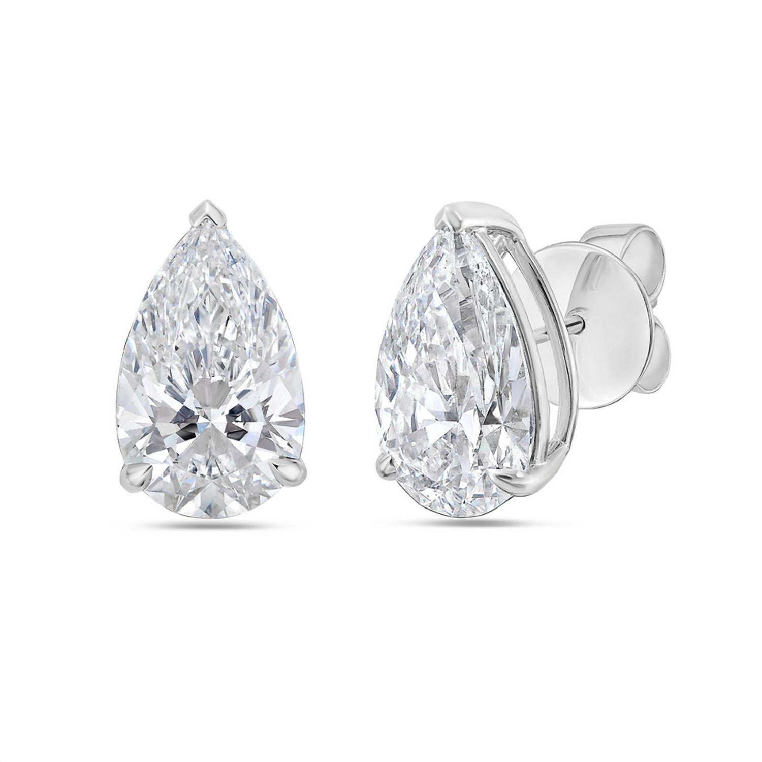 Diana M Jewels - 4.00 Cts Lab Grown Pear Cut Stud Earrings
