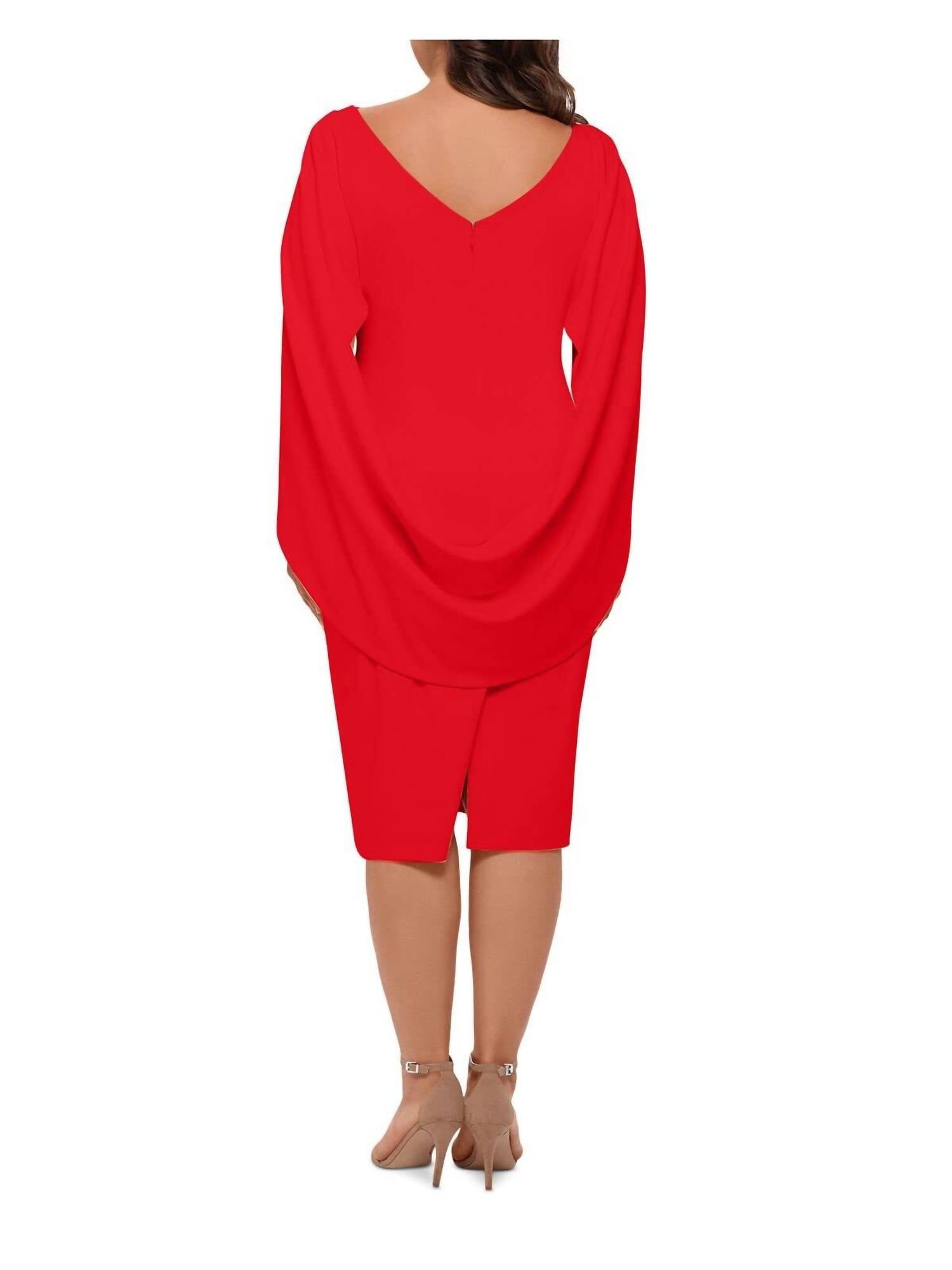 Betsy & Adam - Short Scuba Crepe Draped Back Dress