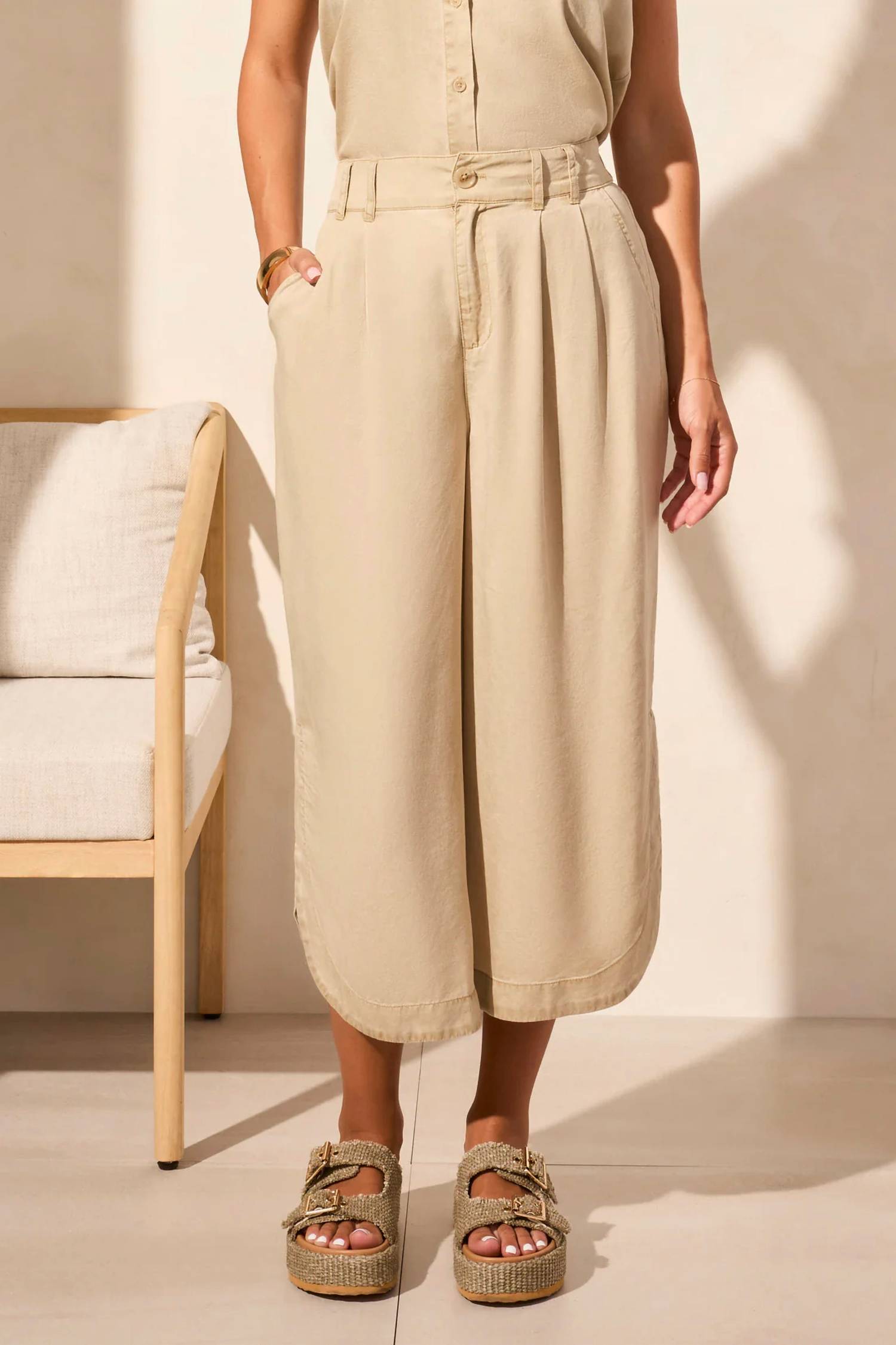 Tribal - Flowy Pleated Pant With Tulip Hem