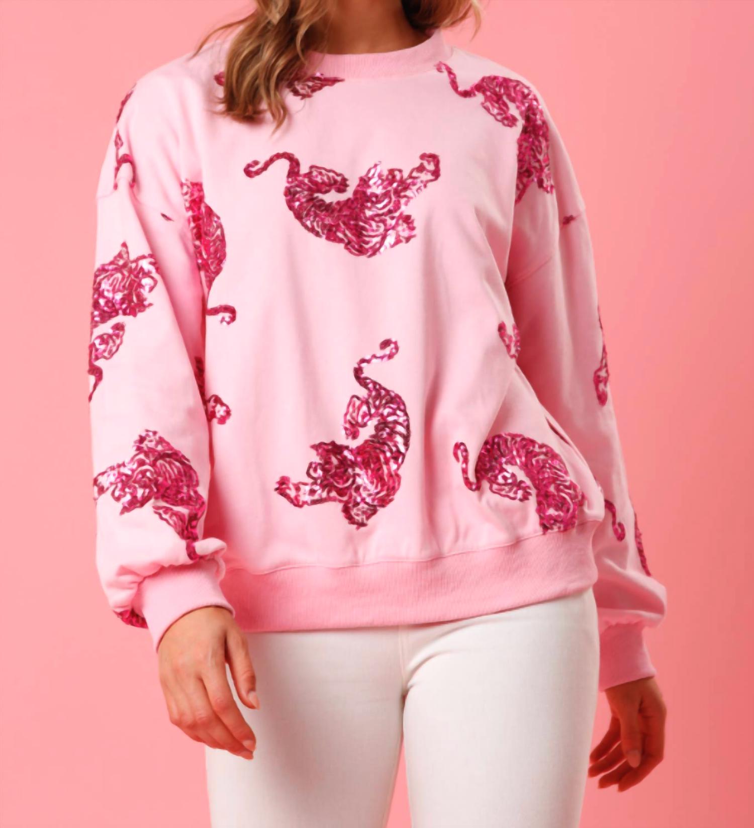 Fantastic Fawn - Fierce Babe Sequin Tiger Pullover