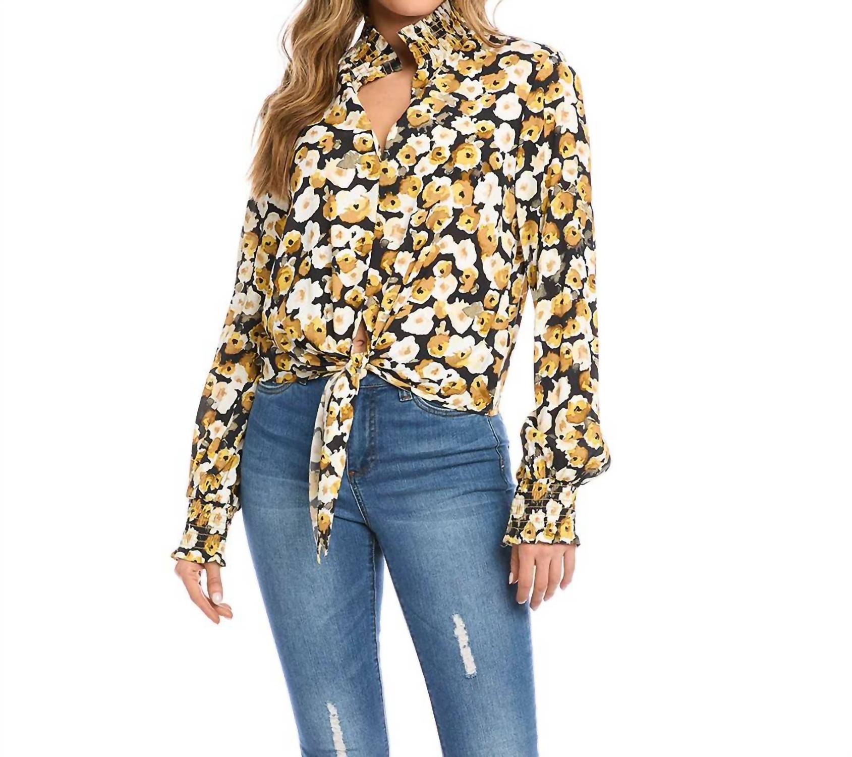 Karen Kane - Fiona Floral Tie Front Top