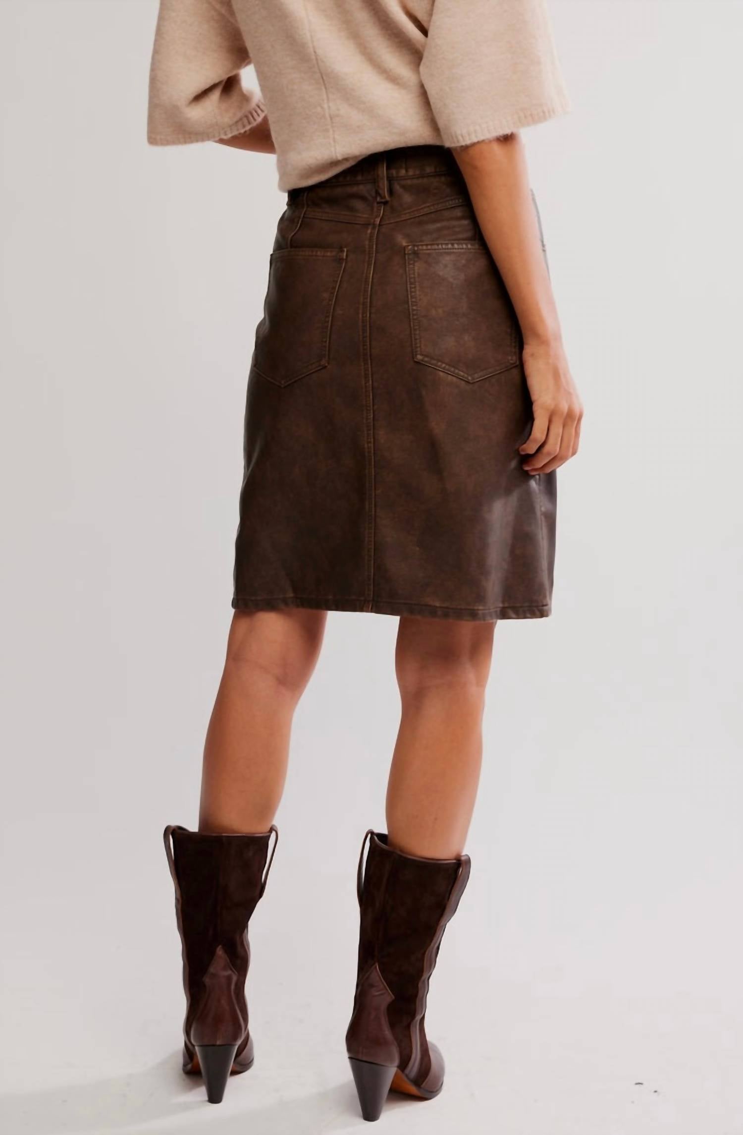 Free People Sycamore Vegan Midi Skirt in rusty 3 - women's skirt - alternate view