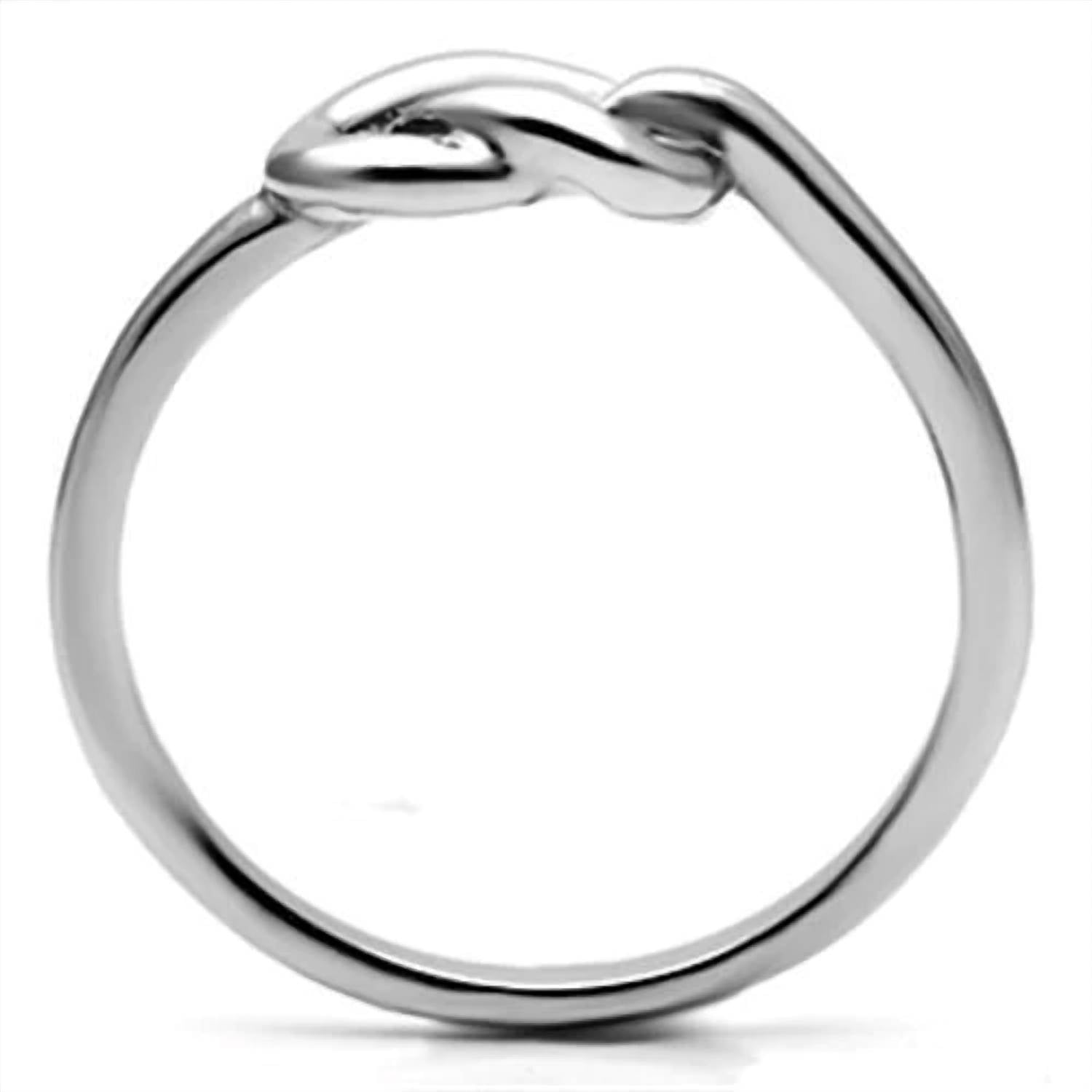 Alamode - Women's Love Knot Stainless Steel Stacking Band Ring