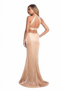 Blush Prom - Two Piece Metallic Beaded Prom Dress