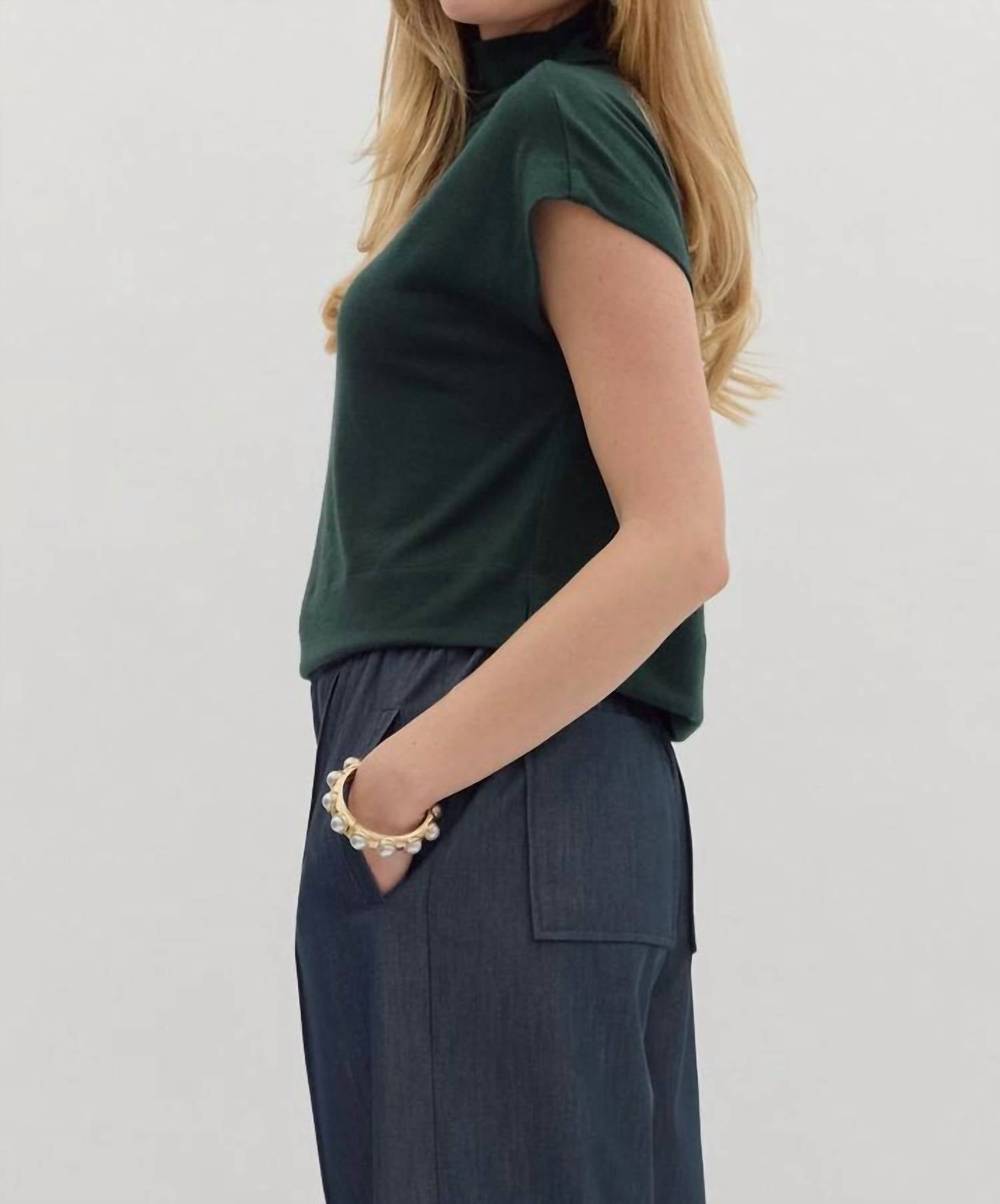 entro Modern Mock Top in hunter green - women's t-shirt - alternate view