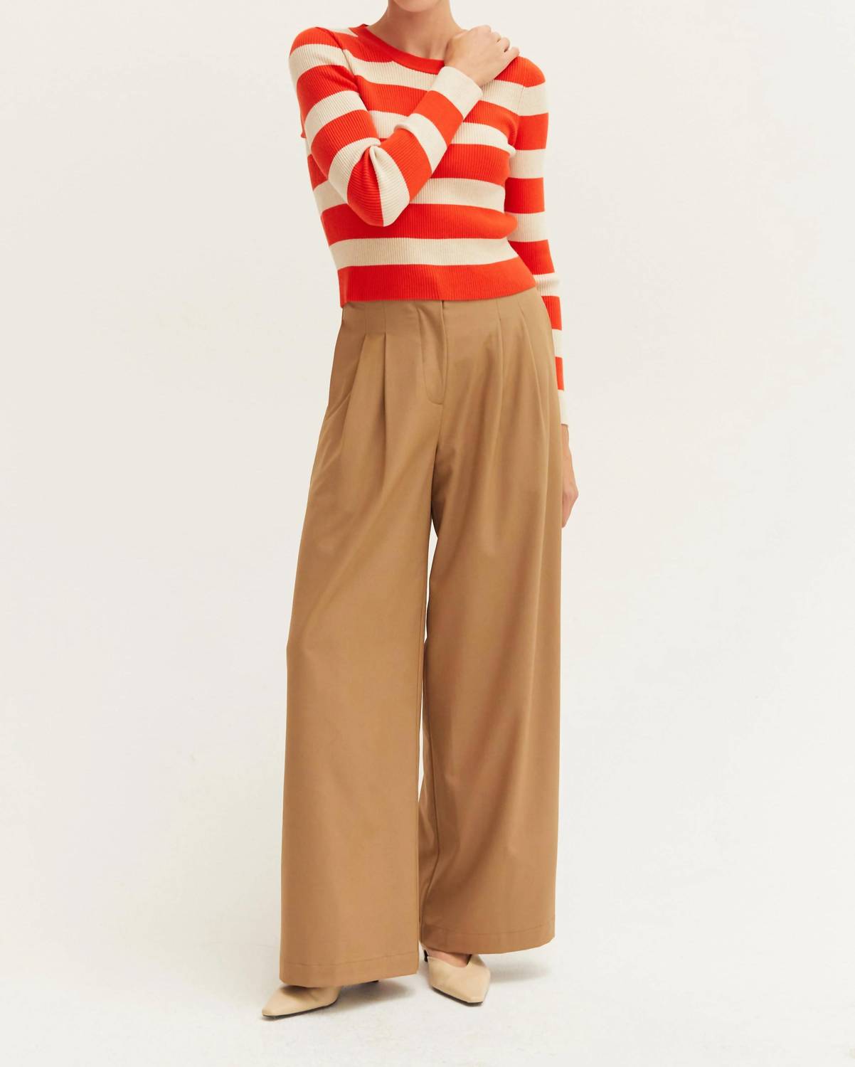 Crescent - Lia Striped Rib Knit Top
