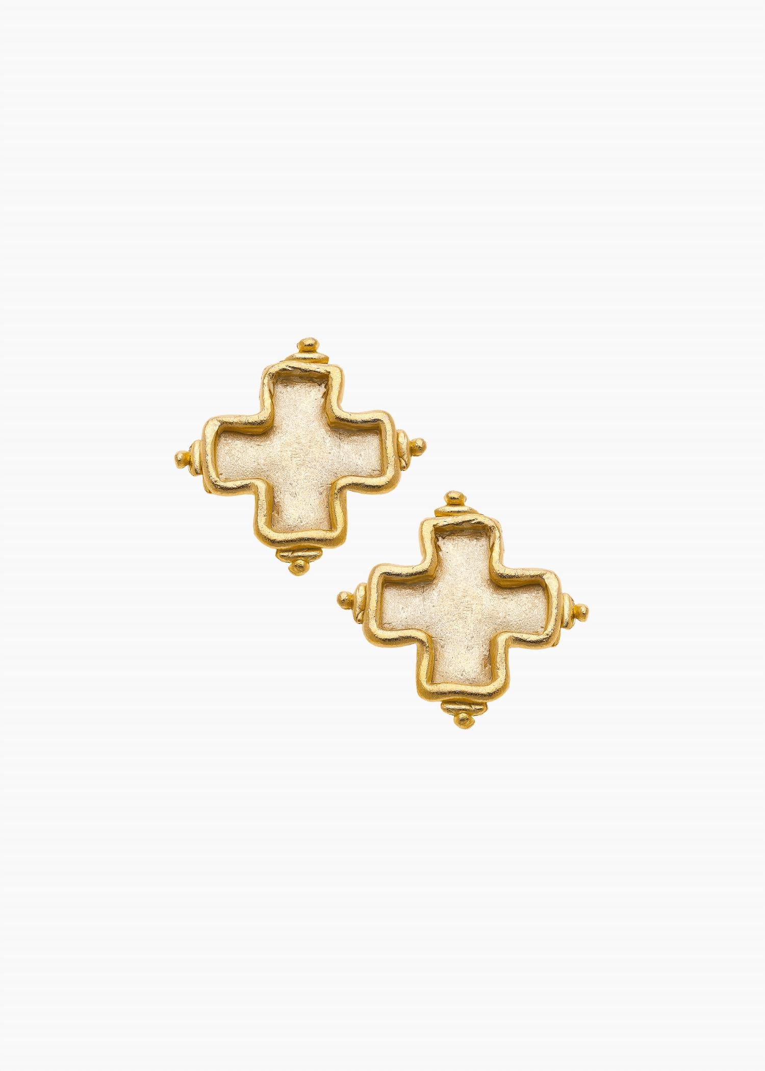 Susan Shaw - Women's Square Cross Studs Earrings