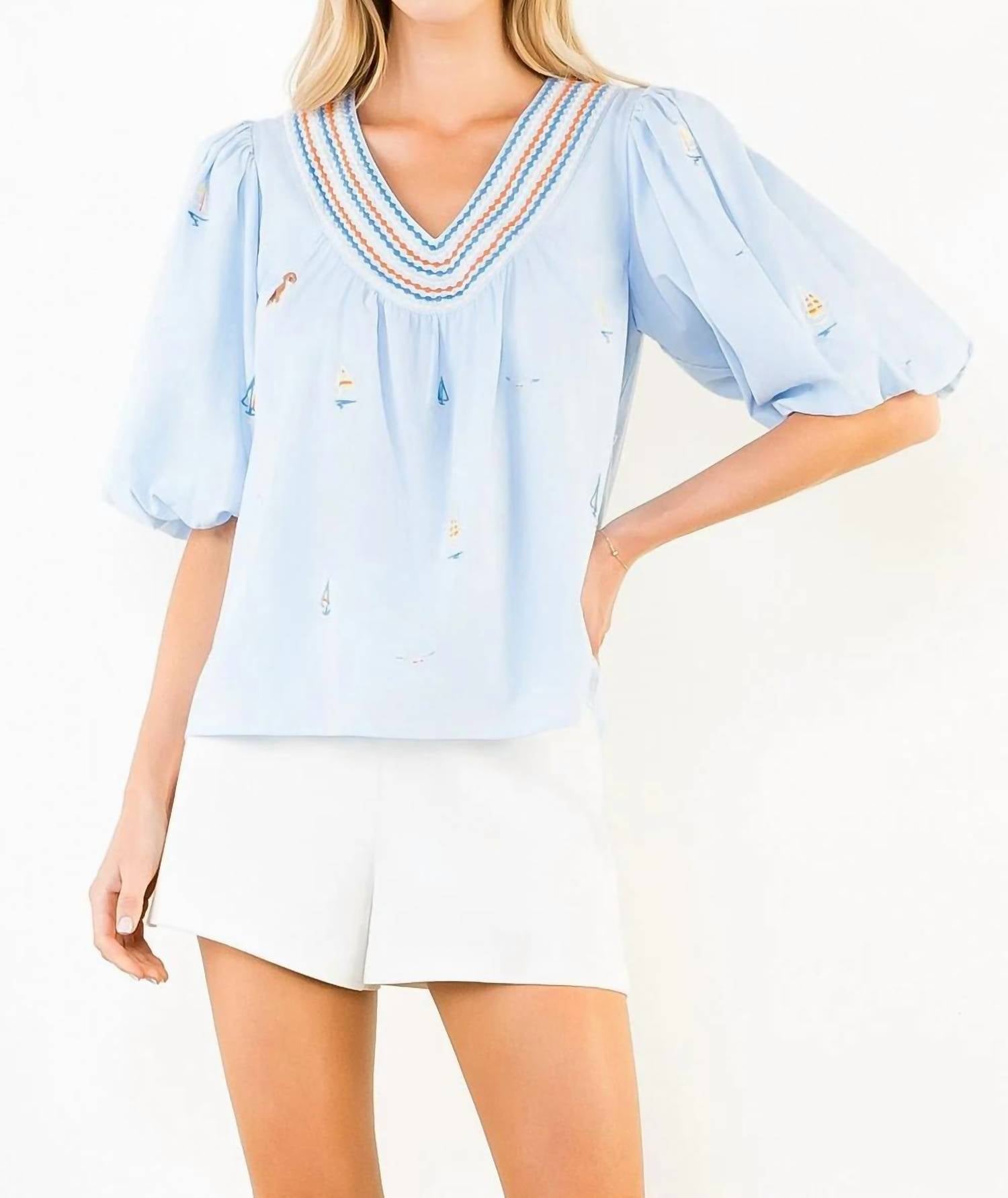 Thml - Puff Sleeve Sailboat Top