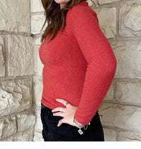 Scala - Long Sleeve Furry V Neck Sweater