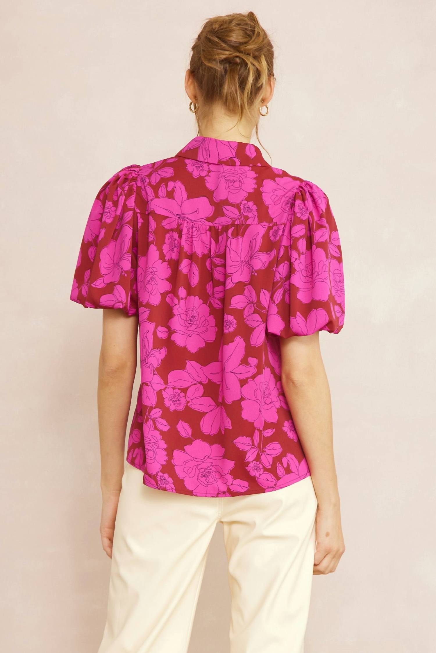 Entro - Floral Button Up Top