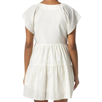 Lilla P Women's Flutter Sleeve Tiered Dress in ecru - women's dress - detail view