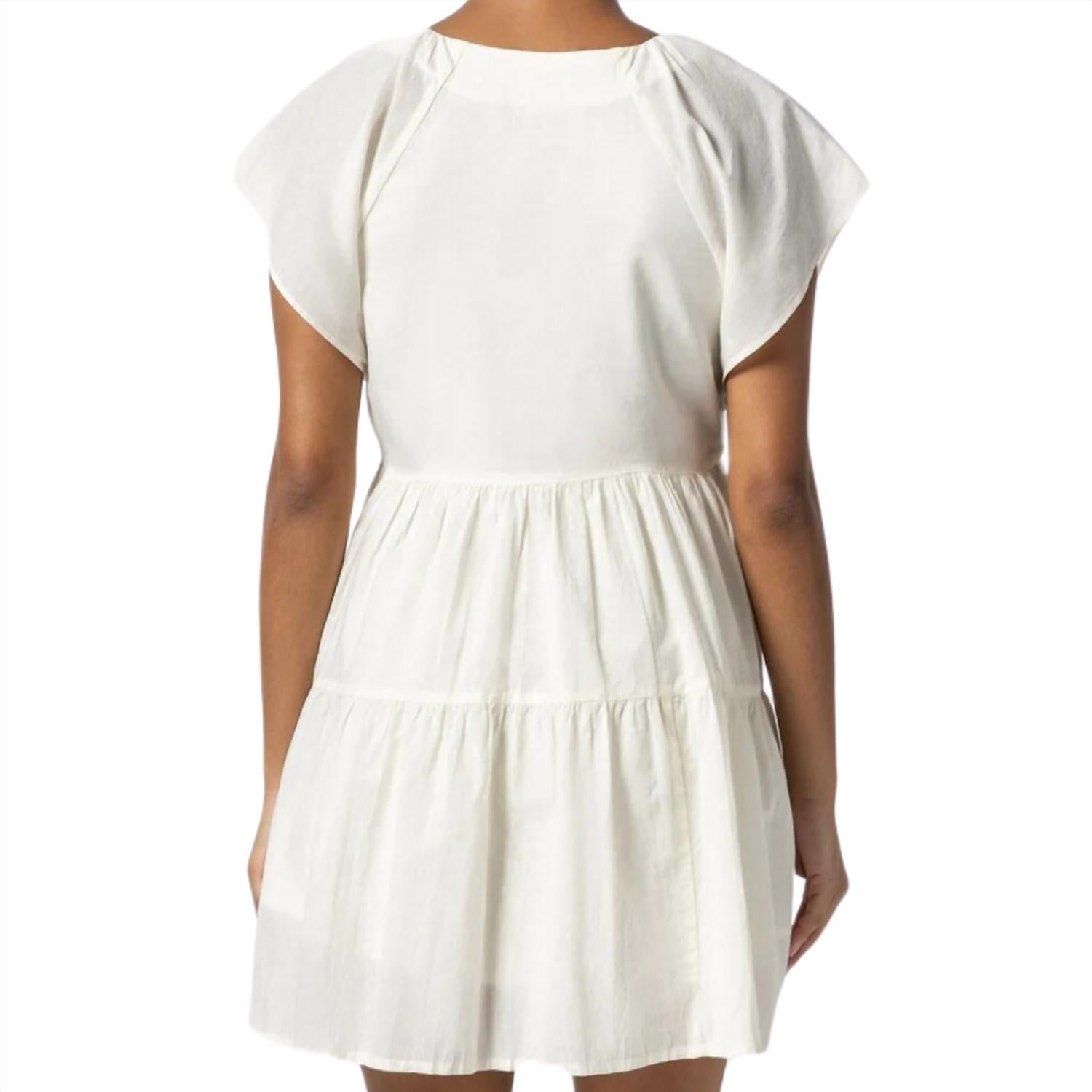 Lilla P Women's Flutter Sleeve Tiered Dress in ecru - women's dress - detail view