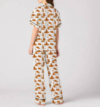 KATIE KIME Austin Toile Pajama Pants Set in burnt orange - women's intimate - detail view